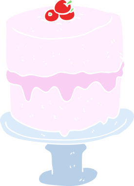 Bir insan tarafından çizilen kekin düz renk çizimi