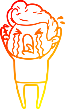 Bir insan tarafından çizilmiş, ağlayan bir çizgi film karakteri.