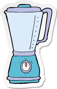 Bir insan tarafından çizilmiş karikatür mutfak mikserinin çıkartması.