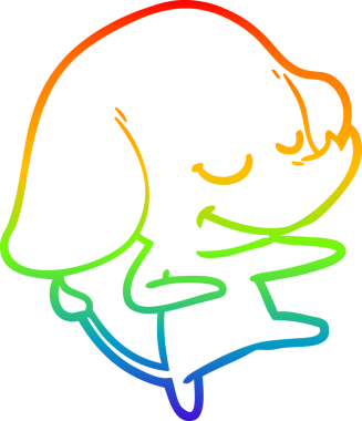 Bir insan tarafından çizilmiş gülümseyen bir filin çizgi çizimi.