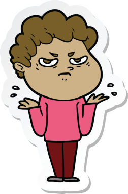 Bir insan tarafından çizilmiş kızgın bir adamın çıkartması.