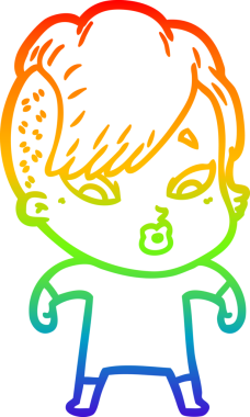 gökkuşağı gradyanı çizimi bir çizgi film kızı şaşırttı bir insan tarafından çizildi