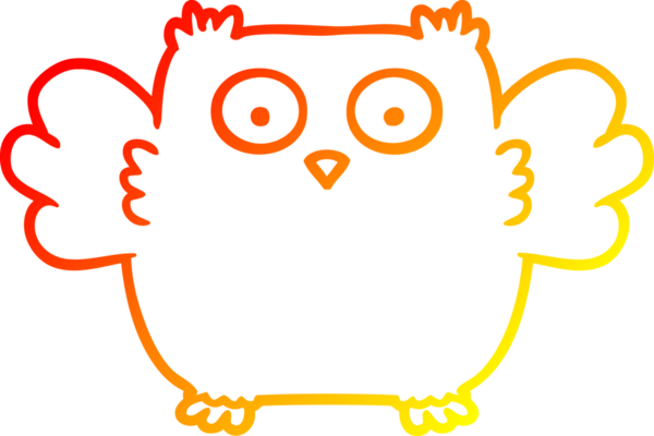 Bir insan tarafından çizilmiş sevimli bir baykuşun sıcak çizgi çizimi