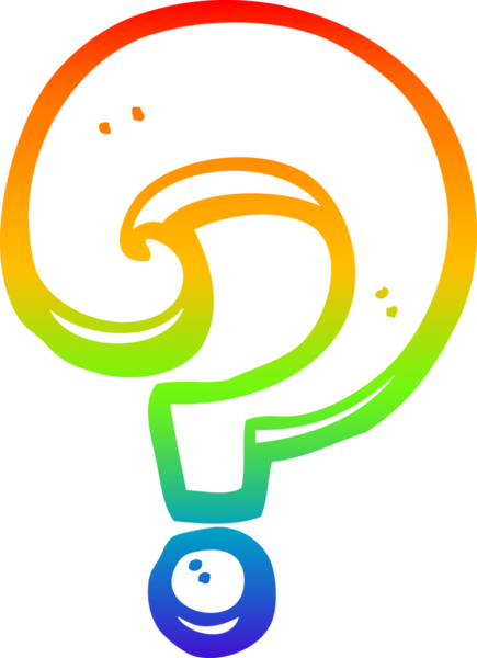 gökkuşağı gradyan çizgi çizimi bir insan tarafından çizilmiş soru işareti