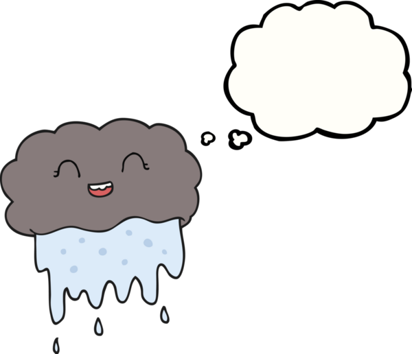 Bir insan tarafından çizilmiş serbest çizim düşünce kabarcığı yağmur bulutu