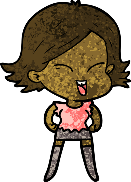 Bir insan tarafından çizilmiş mutlu çizgi film kızı.