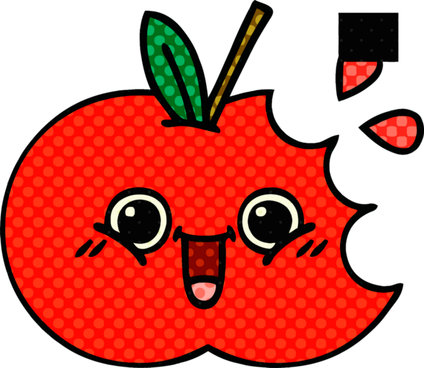 Bir insan tarafından çizilmiş kırmızı elma çizgi filmi.