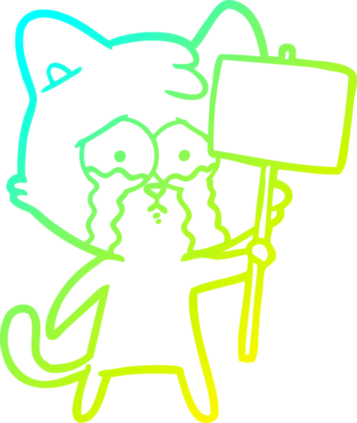 Bir insan tarafından çizilen çizgi film kedisinin soğuk gradyan çizgisi.