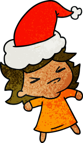 Bir insan tarafından çizilmiş kawai kızının el çizimi karikatürü.