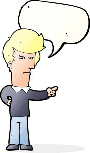 Bir insan tarafından çizilmiş bir konuşma balonuyla işaret eden çizgi film adamı.