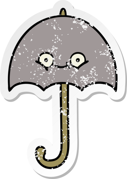 Bir insan tarafından çizilmiş şirin bir şemsiyenin sıkıntılı çıkartması.