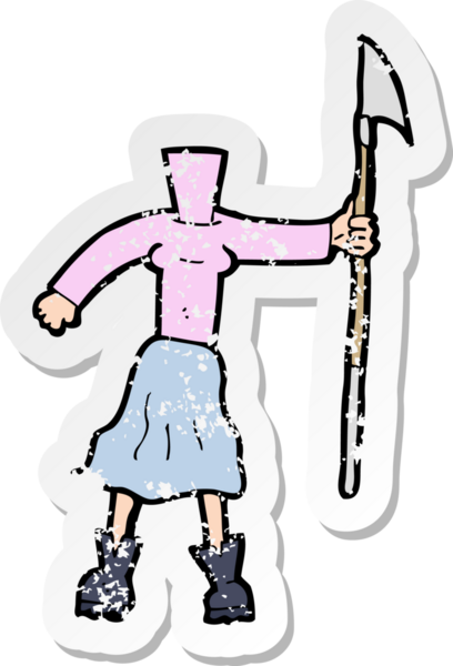 Bir insan tarafından çizilmiş bir karikatür kadın vücudunun gerilimli etiketi.