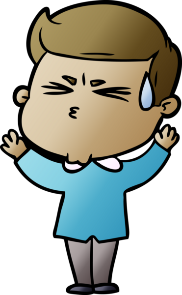 Bir insan tarafından çizilmiş terleyen çizgi film adamı.