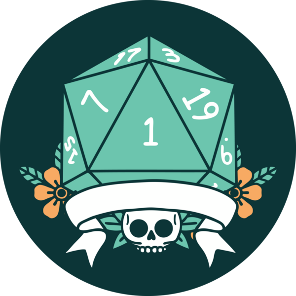 Bir insan tarafından çizilen bir d20 zar atma ikonu