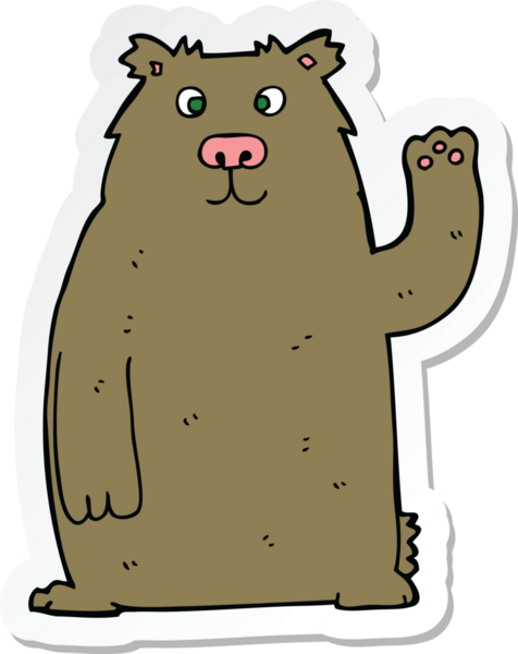 Bir insan tarafından çizilmiş çizgi film ayısının çıkartması.