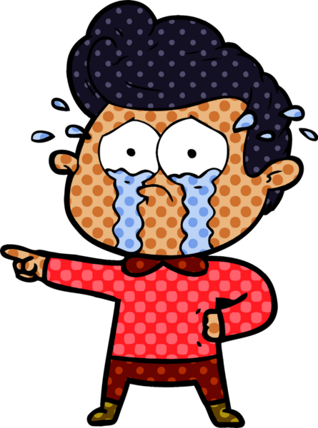 Bir insan tarafından çizilmiş ağlayan bir karikatür.