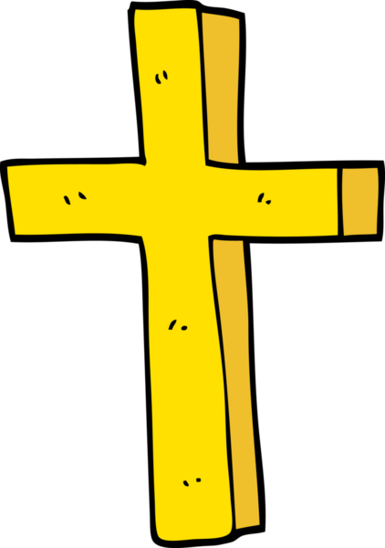 Bir insan tarafından çizilmiş altın haç karalaması.