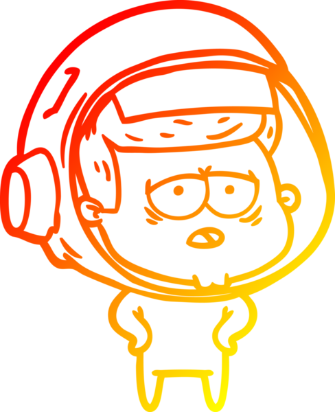 Bir insan tarafından çizilmiş, karikatür, yorgun astronot çizimi.