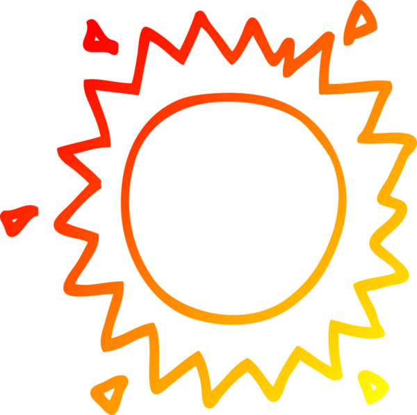 Bir insan tarafından çizilen çizgi film güneşinin sıcak çizgi çizimi