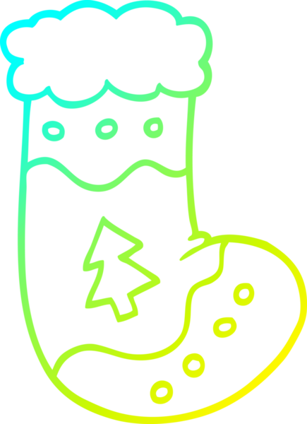 Bir insan tarafından çizilmiş bir karikatür Noel çorabının soğuk gradyanı.