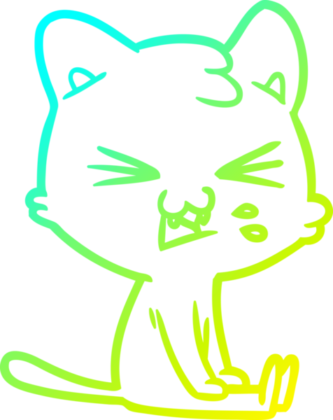 Bir insan tarafından çizilen çizgi film kedisinin soğuk gradyan çizimi