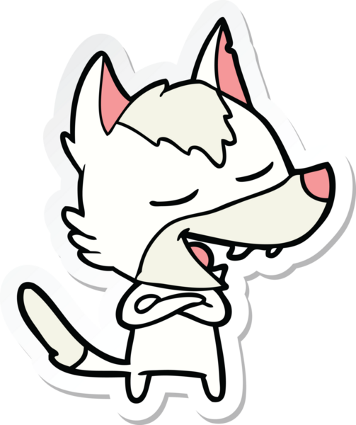 Bir insan tarafından çizilmiş bir kurt çizgi filminin çıkartması.