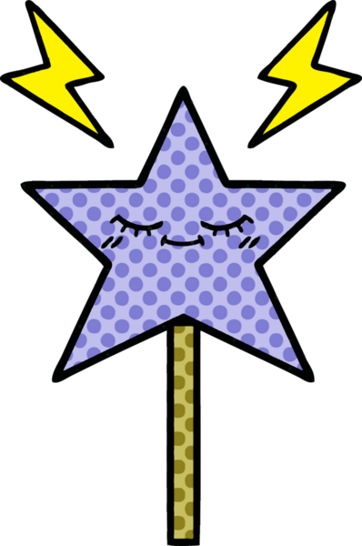 Bir insan tarafından çizilmiş sihirli değnek çizgi romanı.