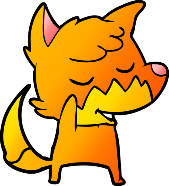 Bir insan tarafından çizilmiş dost canlısı çizgi film tilkisi