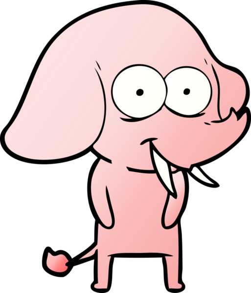 Bir insan tarafından çizilmiş mutlu bir fil.