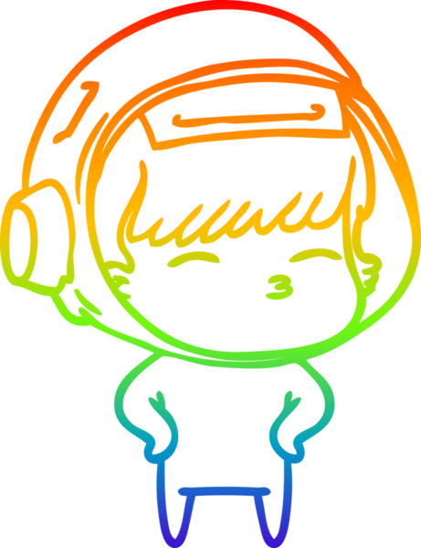 gökkuşağı gradyan çizimi bir insan tarafından çizilmiş meraklı astronot çizgi