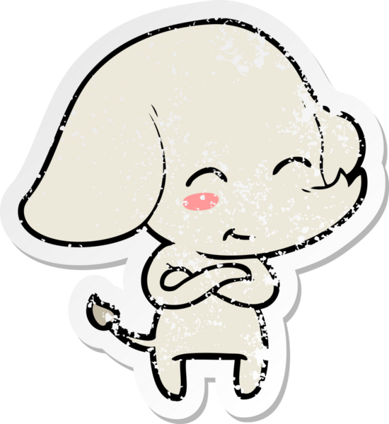 Bir insan tarafından çizilmiş şirin bir filin sıkıntılı çıkartması