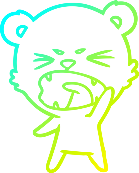 Bir insan tarafından çizilen kızgın çizgi film ayısının soğuk gradyan çizgisi.