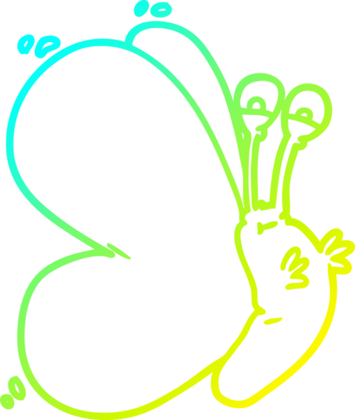 Bir insan tarafından çizilmiş komik bir kelebeğin soğuk gradyan çizgisi