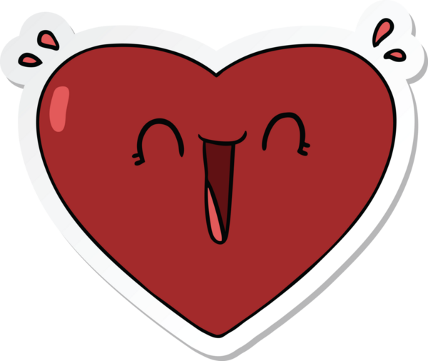 Bir insan tarafından çizilmiş mutlu bir kalbin çıkartması.