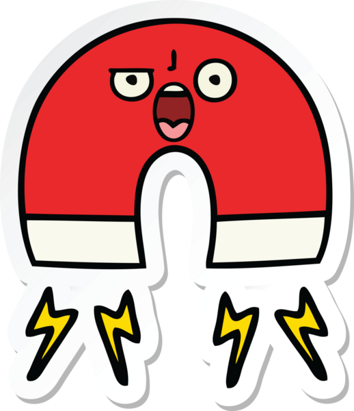 Bir insan tarafından çizilmiş şirin bir çizgi film mıknatısı etiketi.