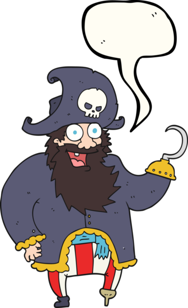Bir insan tarafından çizilmiş serbest konuşma balonu karikatürü korsan kaptan