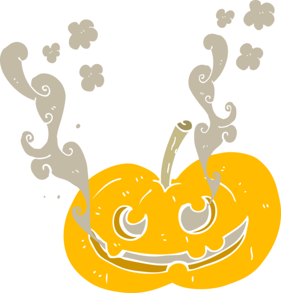 Bir insan tarafından çizilen cadılar bayramı balkabağının düz renk çizimi