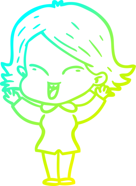 Bir insan tarafından çizilmiş mutlu çizgi film kızı çizimi.