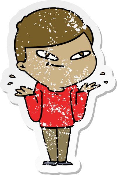 Bir insan tarafından çizilmiş bir çizgi film çocuğunun sıkıntılı çıkartması.