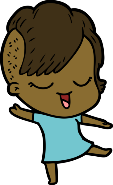 Bir insan tarafından çizilmiş mutlu çizgi film kızı.