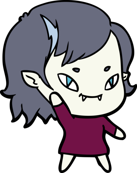 Bir insan tarafından çizilmiş çizgi film dostu vampir kız.