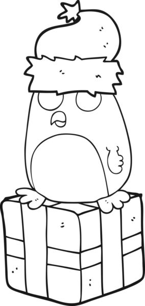 Bir insan tarafından çizilmiş siyah beyaz karikatür penguenleri.