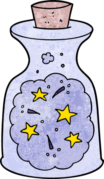 bir insan tarafından çizilmiş sihirli iksir.