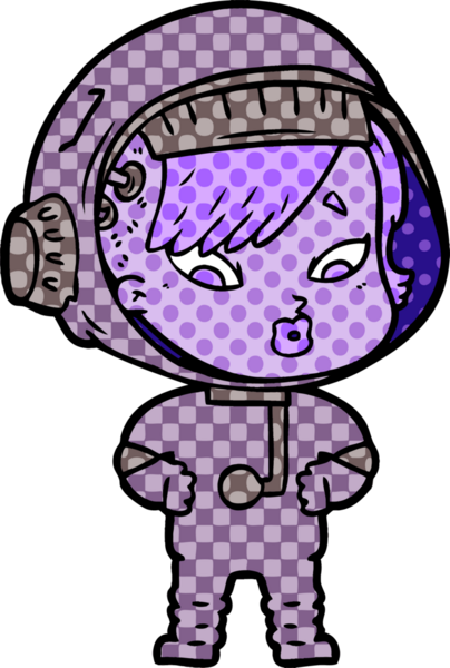 Bir insan tarafından çizilmiş astronot kadın.