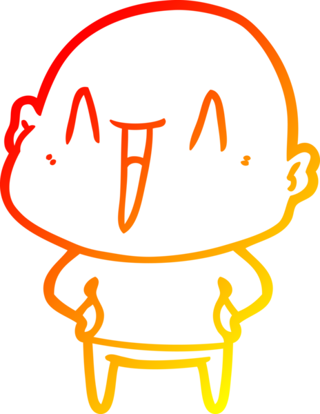 Bir insan tarafından çizilmiş mutlu, kel bir adamın sıcak çizgi çizimi.