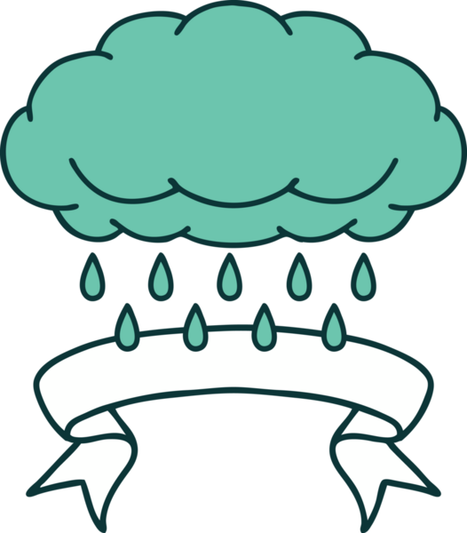 Bir insan tarafından çizilmiş, bulutlu geleneksel dövme.