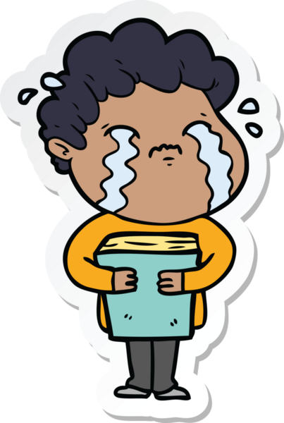 Bir insan tarafından çizilmiş, ağlayan bir çizgi film karakterinin çıkartması.