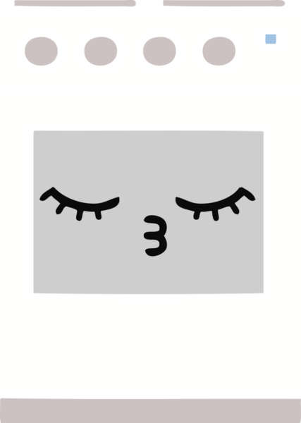 Bir insan tarafından çizilmiş mutfak fırınının düz renkli retro karikatürü