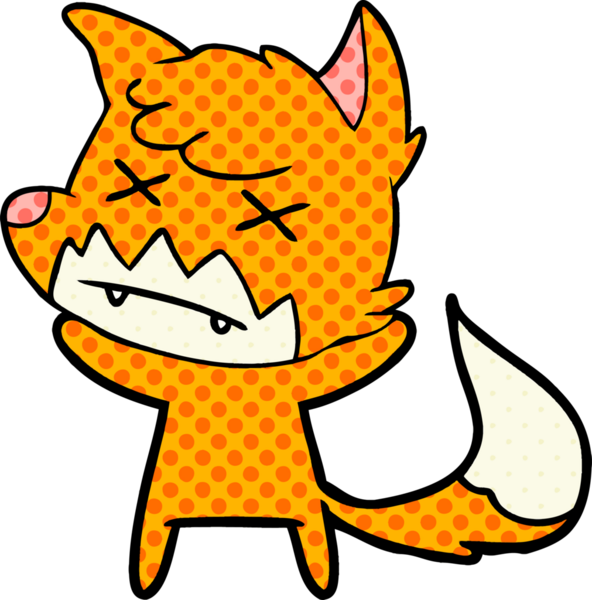 Bir insan tarafından çizilmiş şaşı tilki.