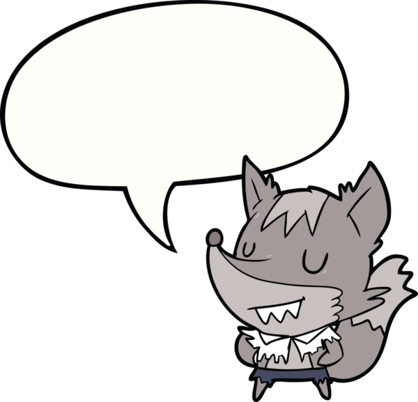 Bir insan tarafından çizilmiş konuşma balonlu cadılar bayramı kurt adam çizgi filmi.